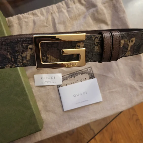 Authentic Palace x Gucci Supreme G Square Buckle Reverrsible Camouflage Belt